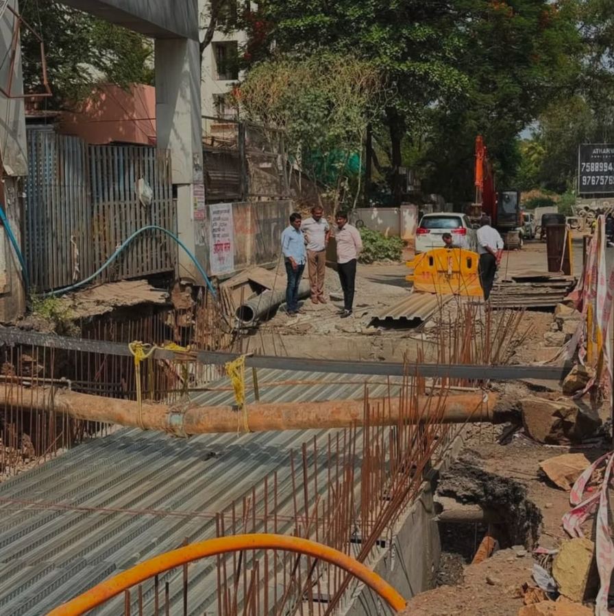 Storm-water drain construction under way on a main road