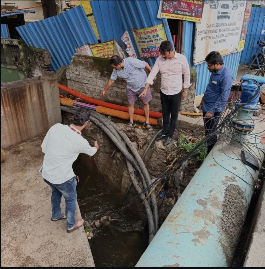 Inspection of an open drain alongside a water main